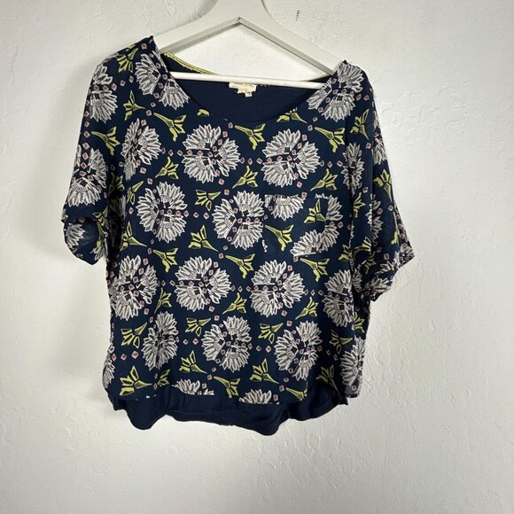 Anthro Meadow Rue Womens Floral Zane Layered Blouse Top Medium Short Sleeve Boho - Picture 1 of 8